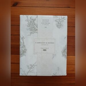 Cabbages & Roses Olive Toile Queen Duvet